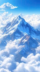 Canvas Print - Majestic Snow-Capped Mountain Above the Clouds