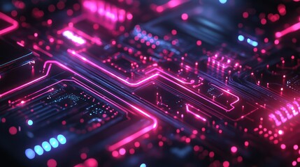 Wall Mural - high tech computer background with digital circuits and futuristic patterns