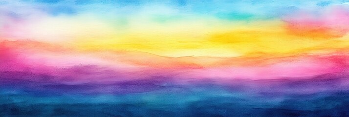 Wall Mural - Watercolor Sunset Landscape