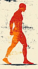 Sticker - Abstract Human Figure in Bold Colors Walking Forward