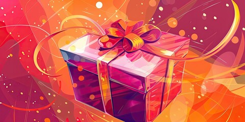 Sticker - Colorful Present with Bold Ribbon