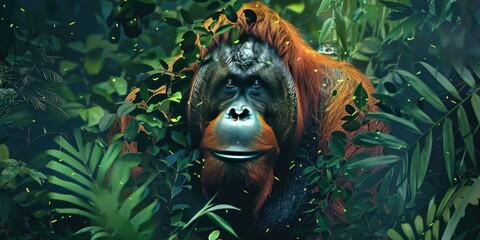 Sticker - Abstract Orangutan Art with Vibrant Colors