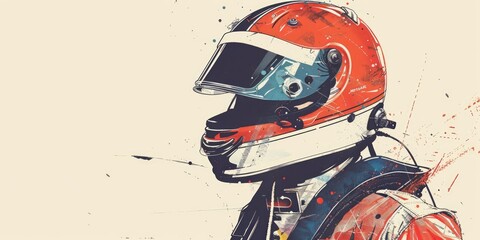 Wall Mural - Race Car Driver in Colorful Helmet