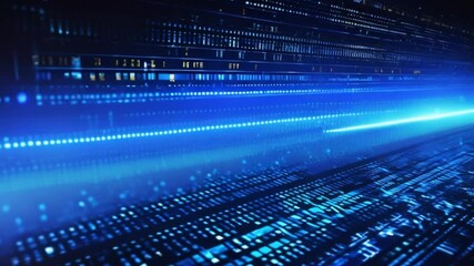 Wall Mural - technology, future, programming and matrix - black blue binary system code background