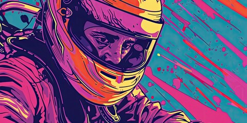 Wall Mural - Dynamic Illustration of Race Car Driver