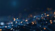 © GlooStock - An abstract digital background featuring interconnected nodes and lines, symbolizing a network or blockchain. The dark blue backdrop contrasts with glowing orange and blue lights