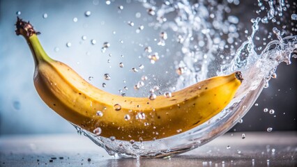 splash of water with banana