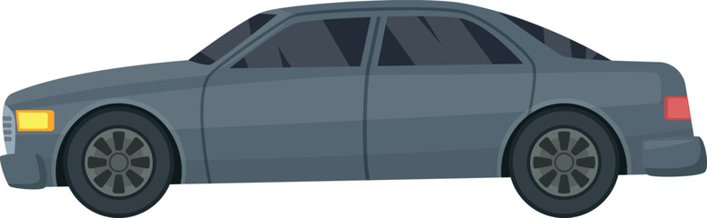 Poster - Black sedan side view. Car color icon