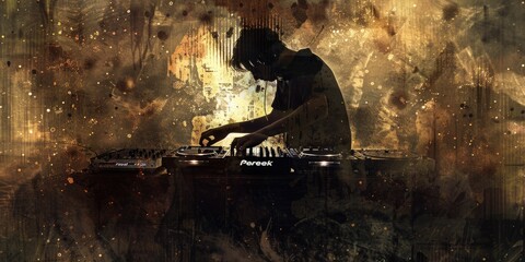 Sticker - Moody DJ Performance in Abstract Art