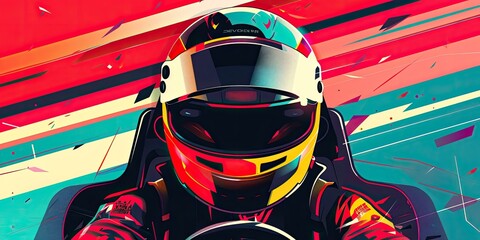 Wall Mural - Vibrant Racing Helmet in Dynamic Colors