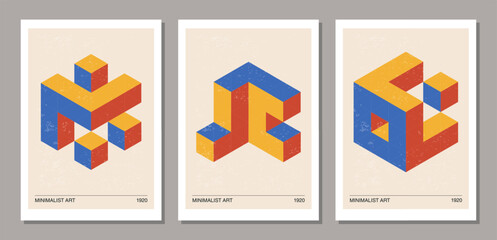 Wall Mural - Set of minimal 20s geometric design posters