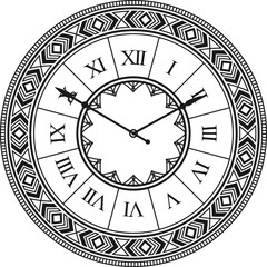 Wall Mural - antique time watch face. hour clock drawing