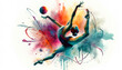 © Artvi - Rhythmic gymnastics exercise in watercolor, olympic rhythmic gymnastics