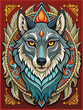 © Rizaldi - Ornate and Detailed Wolf Head with Intricate Floral Design