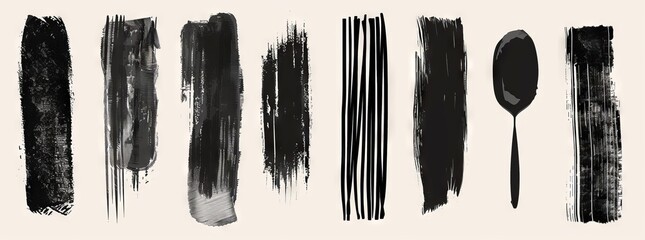 Wall Mural - Hand drawn collection of grunge modern dry paint brush strokes