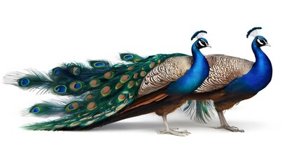 Canvas Print - A Peacock on a plain background