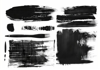 Wall Mural - Black paint, ink brush strokes, brushes, lines. Dirty elements. - stock modern.