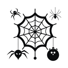 Spider Webs Halloween Elements Vector Illustration.