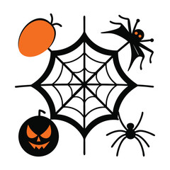 Spider Webs Halloween Elements Vector Illustration.