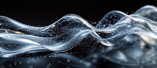 Wall Mural - abstract silver wave with glowing particles