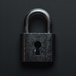 © AvalgArt - Weathered black padlock on dark background symbolizing security and protection.