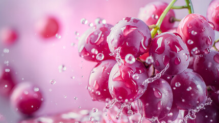 Wall Mural - Splashing Red Grapes