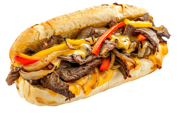 a cheesesteak sandwich  isolated on a transparent background