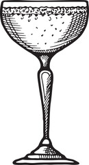 Sticker - Champagne glass engraving. Alcohol menu drink illustration