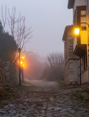 Wall Mural - old house in the night in Kastoria Greece