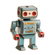 © EEKONG - Retro Toy Robot on White Background - Nostalgic Futuristic Concept for Kids Play or Robotics Education