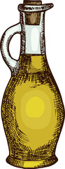 Poster - Olive oil bottle color illustration. Organic product