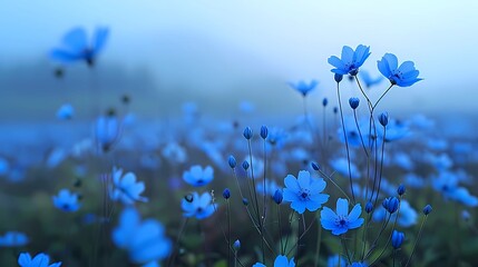 Poster - blue flowers in the grass