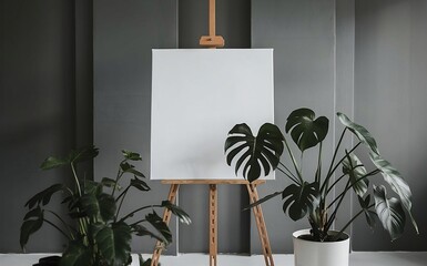 Wall Mural - white foam board poster on an easel front facing	