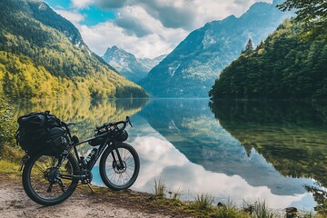 Wall Mural - lake and mountains