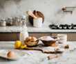 © Michael Marquand - Kitchen countertop with ingredients for baking