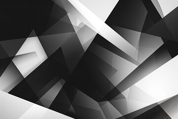 Wall Mural - Abstract Black and White Geometric Pattern with Overlapping Shapes