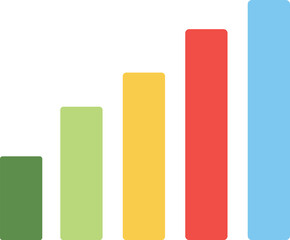 Sticker - Column chart color icon. Data infographics symbol