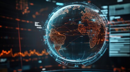 Digital Earth Globe With Global Network Connection
