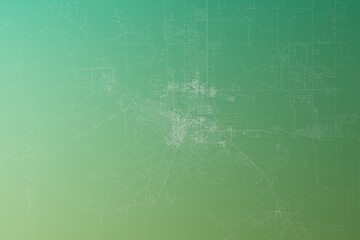 Wall Mural - Map of the streets of Helena (Montana, USA) made with white lines on yellowish green gradient background. Top view. 3d render, illustration