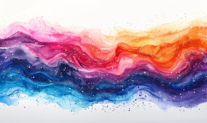 Wall Mural - Abstract cosmic waves in watercolor on white.