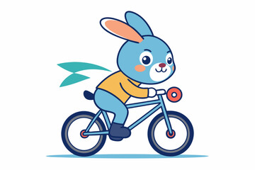 Wall Mural -  Coloring page Show a bunny riding a simple bicycle with training wheels, line art, vector illustration