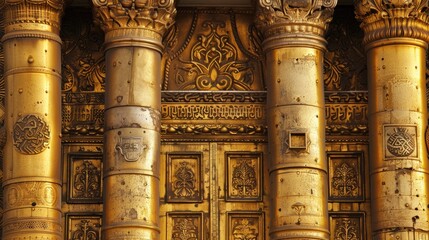 jerusalem gates. architectural detail of golden columns in israel