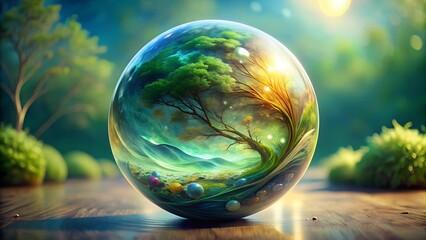 Wall Mural - organic sphere harmony: a nature-inspired design generative ai