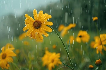 Wall Mural - yellow flower in the grass