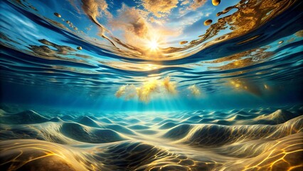 Wall Mural - Submerged Symphony: A Marbleized Underwater Melody  generative AI