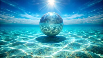 Wall Mural - aqua marine sphere pattern: an underwater oasis of tranquility and beauty generative ai