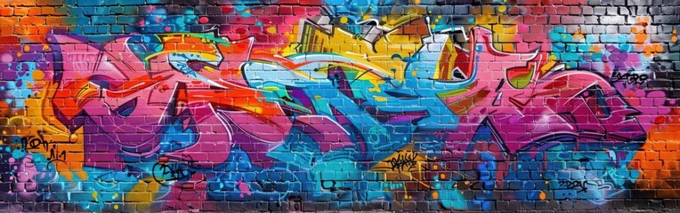 Wall Mural - Vibrant Graffiti Art on Brick Wall in Urban Setting