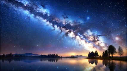 Wall Mural - Starry Night: A Tranquil Escape into the Cosmos  AI Generated