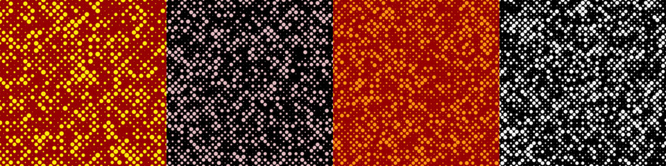 Poster - abstract random halftone dot pattern set
