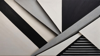 Wall Mural - Black and white minimal elegant art with triangles shapes